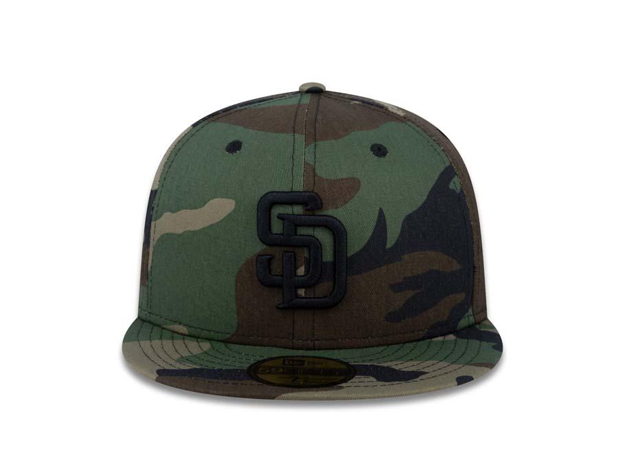 San Diego Padres New Era MLB 59Fifty 5950 Fitted Cap Hat Camo Crown/Visor Black Logo