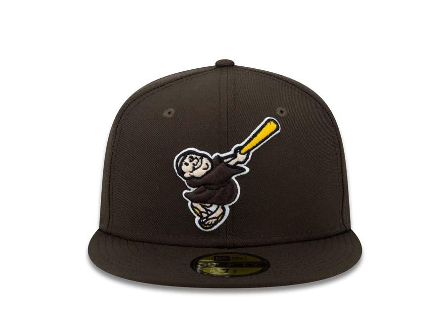 San Diego Padres New Era MLB 59Fifty 5950 Fitted Cap Hat Brown Crown/Visor Brown/Yellow/Black Swinging Friar Monk Logo