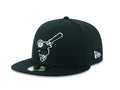 San Diego Padres New Era MLB 59Fifty 5950 Fitted Cap Hat Black Crown/Visor Black/White Swinging Friar Monk Logo