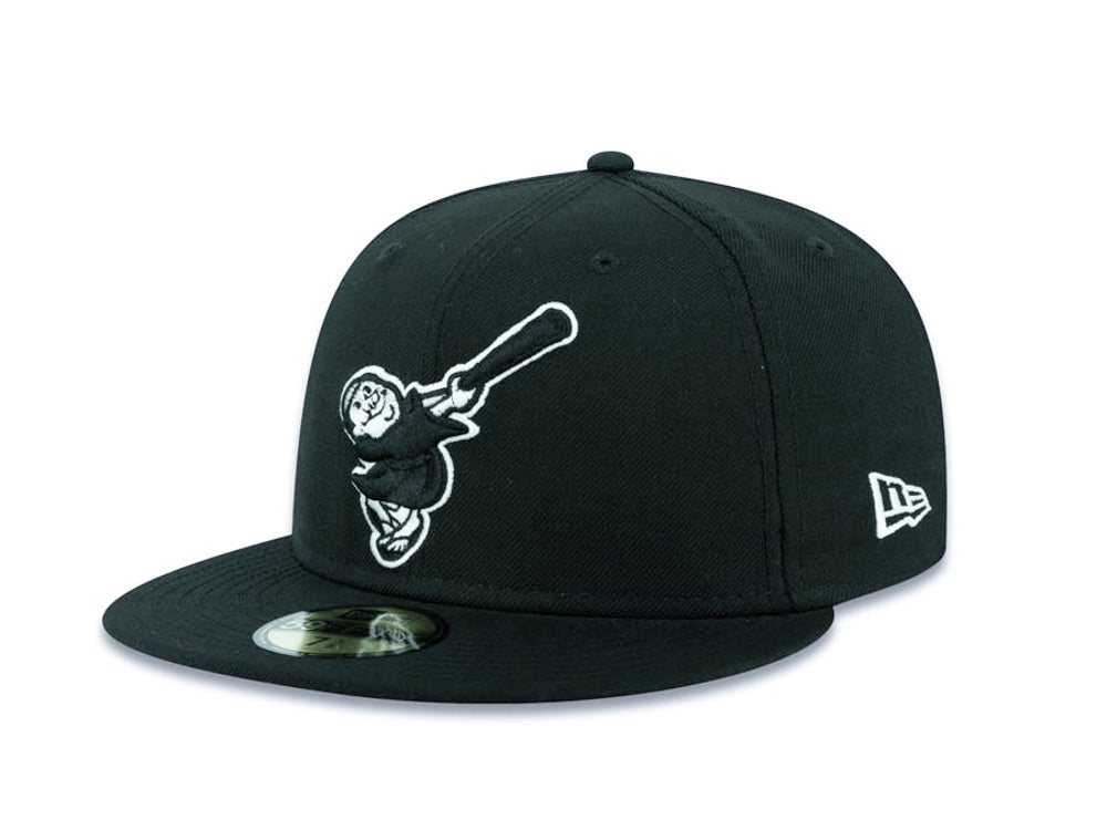 San Diego Padres New Era MLB 59Fifty 5950 Fitted Cap Hat Black Crown/Visor Black/White Swinging Friar Monk Logo
