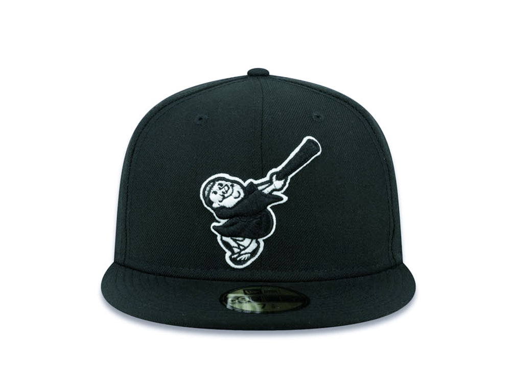 San Diego Padres New Era MLB 59Fifty 5950 Fitted Cap Hat Black Crown/Visor Black/White Swinging Friar Monk Logo