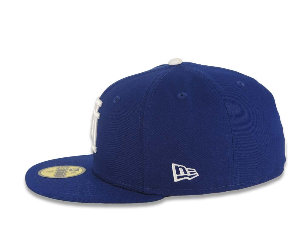 Los Angeles Dodgers New Era MLB 59FIFTY 5950 Fitted Cap Hat Dark Royal Crown/Visor White Upside Down Logo Green UV