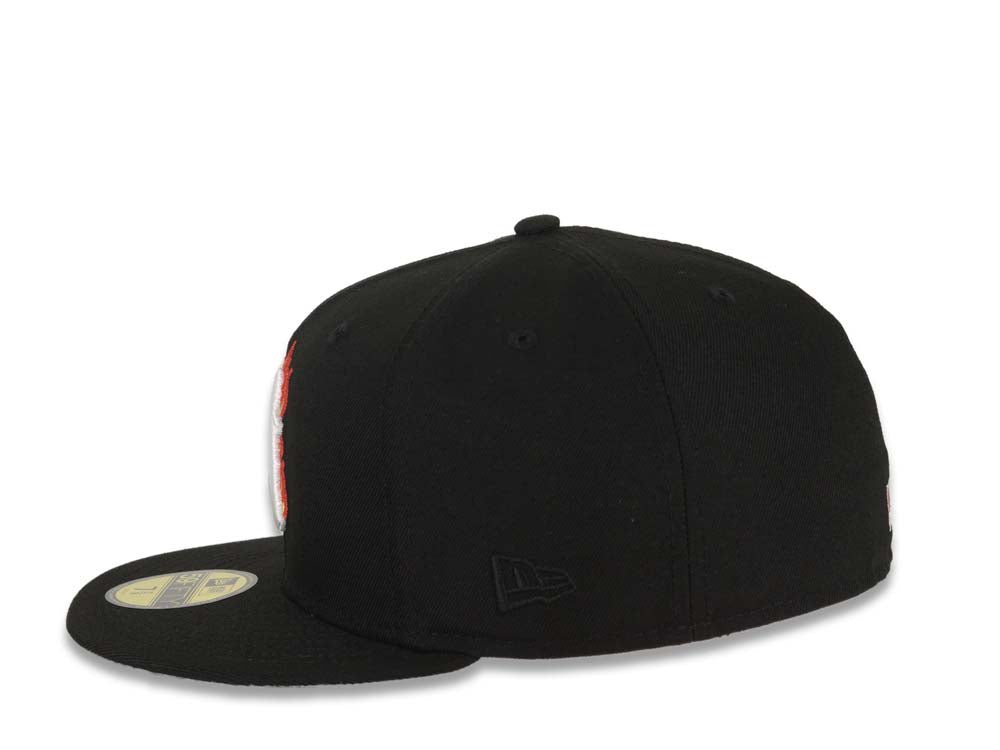 New York Yankees New Era MLB 59FIFTY 5950 Fitted Cap Hat Black Crown/Visor White With Flame Logo 1996 World Series Side Patch Gray UV