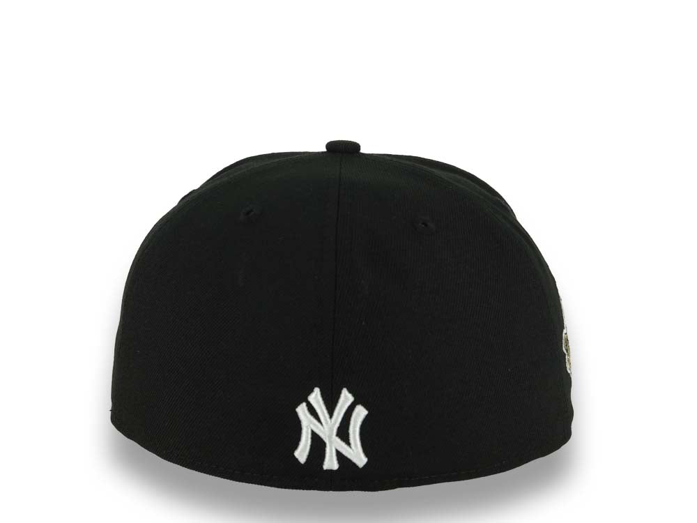 New York Yankees New Era MLB 59FIFTY 5950 Fitted Cap Hat Black Crown/Visor White With Flame Logo 1996 World Series Side Patch Gray UV