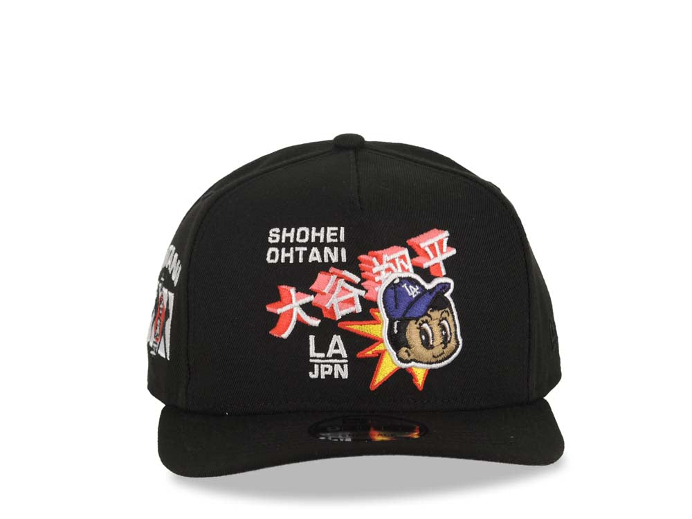 Los Angeles Dodgers New Era MLB 9FIFTY 950 Snapback A-Frame Cap Hat Black Crown/Visor Shohei Ohtani Logo Ohtani Side Patch Gray UV