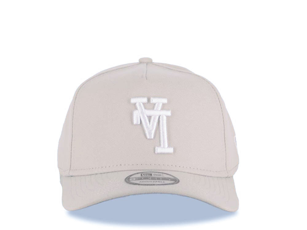 Los Angeles Dodgers New Era MLB 9FORTY 940 Adjustable A-Frame Cap Hat Stone Crown/Visor White Upside Down Logo Gray UV