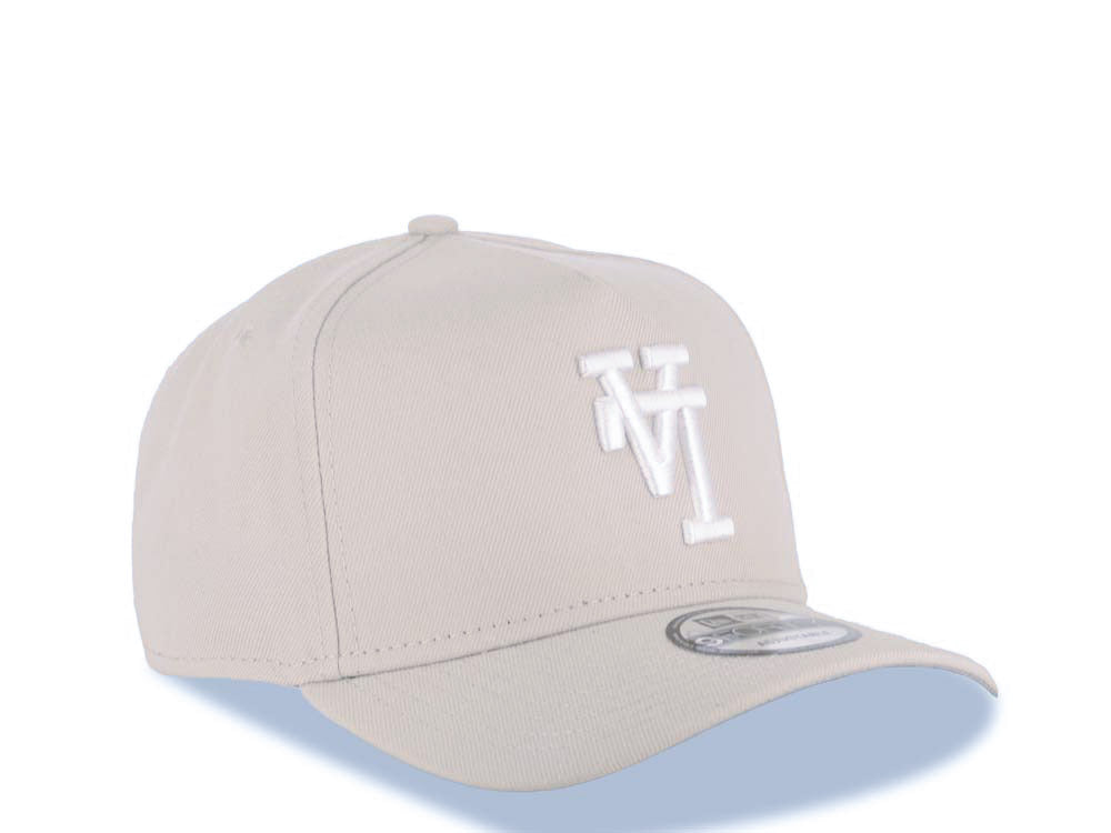 Los Angeles Dodgers New Era MLB 9FORTY 940 Adjustable A-Frame Cap Hat Stone Crown/Visor White Upside Down Logo Gray UV