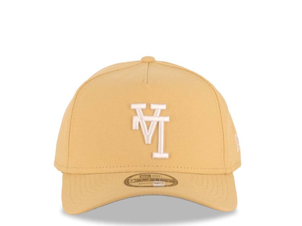 Los Angeles Dodgers New Era MLB 9FORTY 940 Adjustable A-Frame Cap Hat Vegas Gold Crown/Visor White Upside Down Logo Gray UV