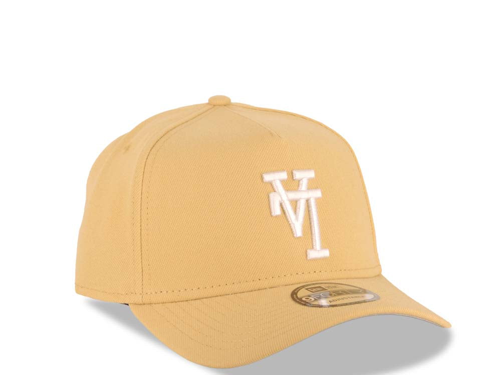Los Angeles Dodgers New Era MLB 9FORTY 940 Adjustable A-Frame Cap Hat Vegas Gold Crown/Visor White Upside Down Logo Gray UV