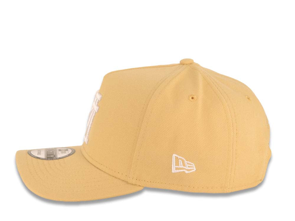Los Angeles Dodgers New Era MLB 9FORTY 940 Adjustable A-Frame Cap Hat Vegas Gold Crown/Visor White Upside Down Logo Gray UV