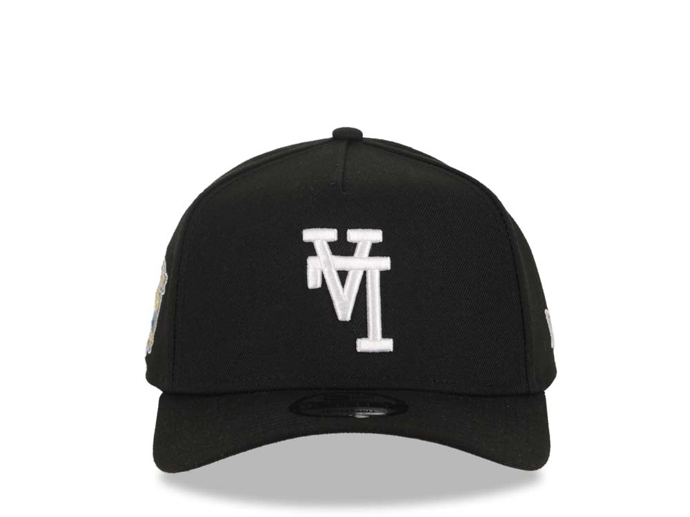Los Angeles Dodgers New Era MLB 9FORTY 940 Adjustable A-Frame Cap Hat Black Crown/Visor White Upside Down Logo 40th Anniversary Side Patch Gray UV