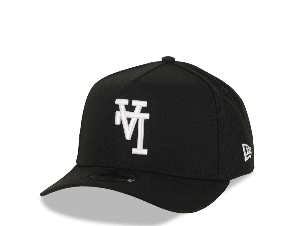 Los Angeles Dodgers New Era MLB 9FORTY 940 Adjustable A-Frame Cap Hat Black Crown/Visor White Upside Down Logo 40th Anniversary Side Patch Gray UV