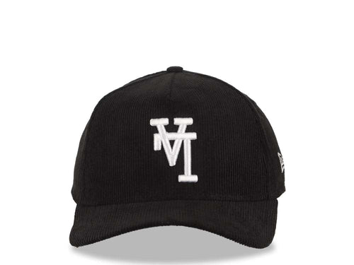(Corduroy) Los Angeles Dodgers New Era MLB 9FORTY 940 Adjustable A-Frame Cap Hat Black Crown/Visor White Upside Down Logo
