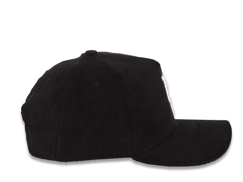 (Corduroy) Los Angeles Dodgers New Era MLB 9FORTY 940 Adjustable A-Frame Cap Hat Black Crown/Visor White Upside Down Logo