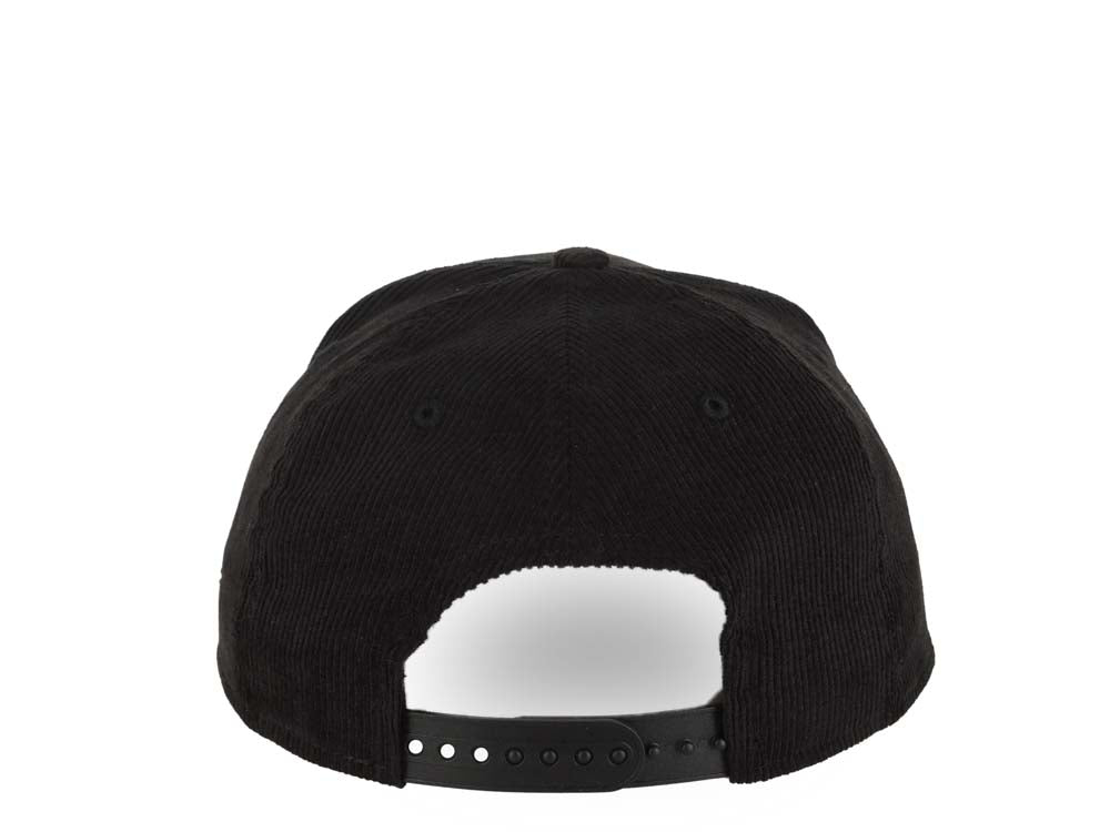 (Corduroy) Los Angeles Dodgers New Era MLB 9FORTY 940 Adjustable A-Frame Cap Hat Black Crown/Visor White Upside Down Logo