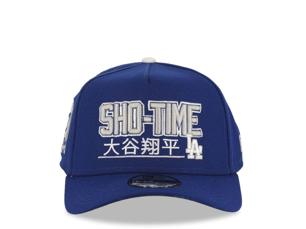 Los Angeles Dodgers New Era MLB 9FORTY 940 Adjustable A-Frame Cap Hat Dark Royal Crown/Visor White Color Sho-Time Logo Shohei Ohtani 17 Side Patch