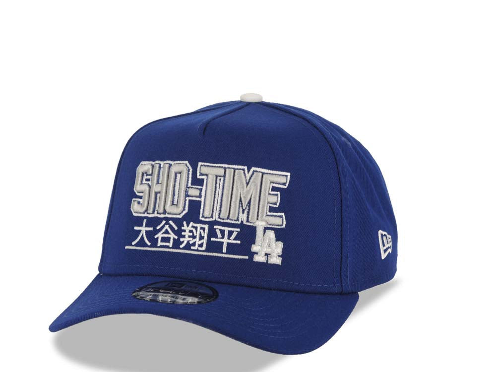 Los Angeles Dodgers New Era MLB 9FORTY 940 Adjustable A-Frame Cap Hat Dark Royal Crown/Visor White Color Sho-Time Logo Shohei Ohtani 17 Side Patch