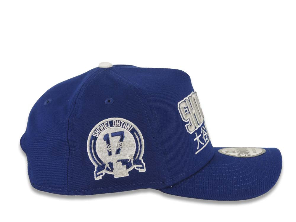 Los Angeles Dodgers New Era MLB 9FORTY 940 Adjustable A-Frame Cap Hat Dark Royal Crown/Visor White Color Sho-Time Logo Shohei Ohtani 17 Side Patch