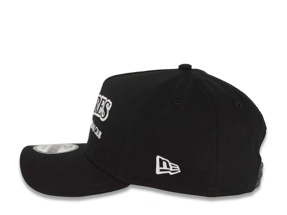 San Diego Padres New Era MLB 9FORTY 940 Adjustable A-Frame Cap Hat Black Crown/Visor Black/White Baseball Club Logo 40th Anniversary Side Patch GrayUV