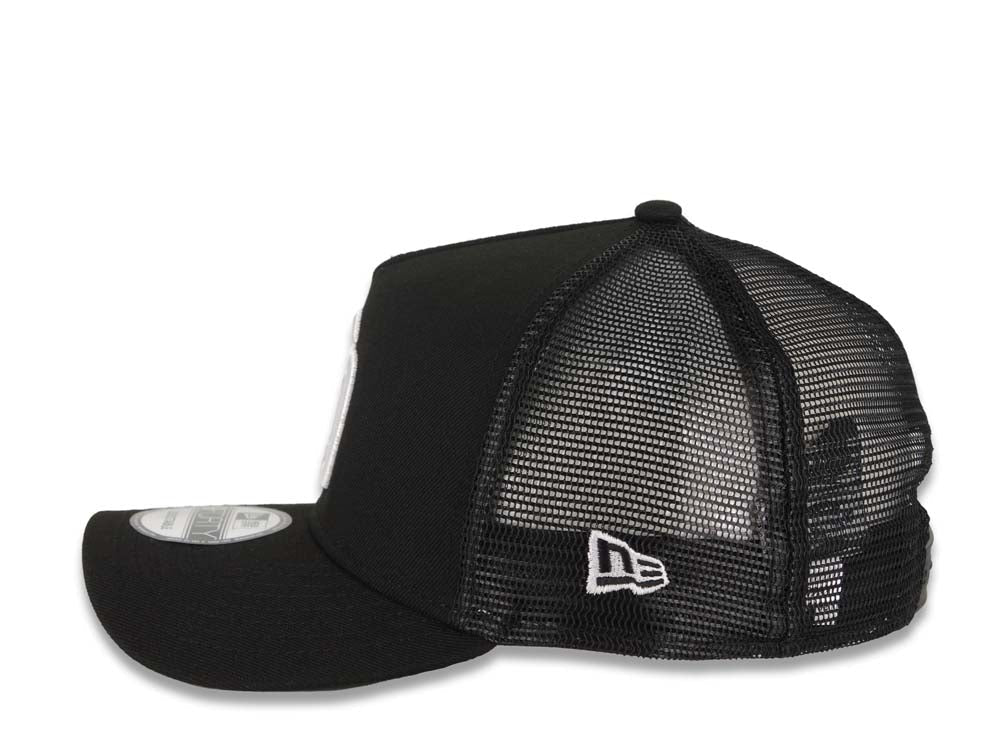 San Diego Padres New Era MLB 9FORTY 940 Adjustable A-Frame Tucker Mesh Cap Hat Black Crown/Visor White Logo Black UV
