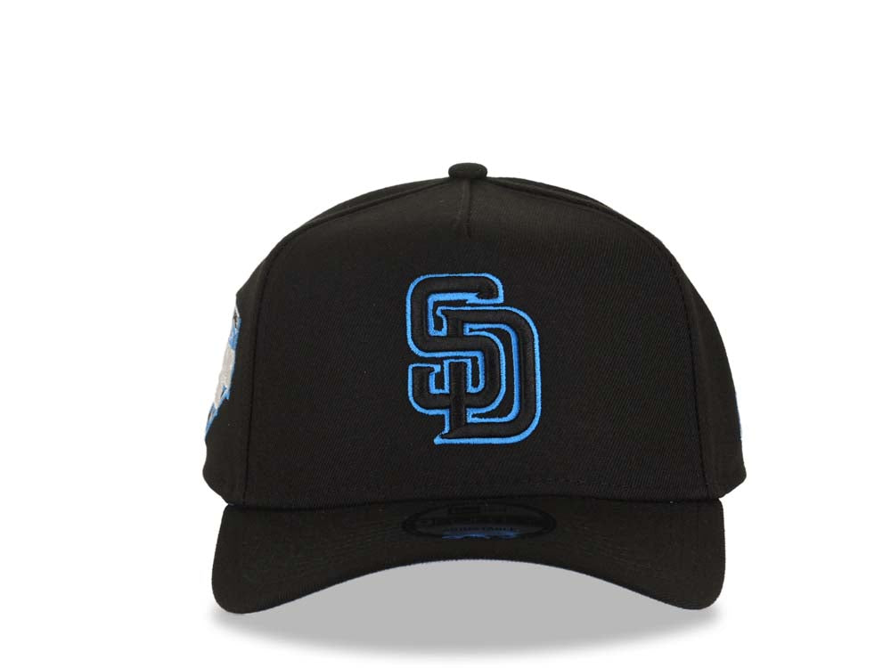 San Diego Padres New Era MLB 9FORTY 940 Adjustable A-Frame Cap Hat Black Crown/Visor Black/Cardinal Blue Logo 1992 All-Star Game Side Patch Blue UV