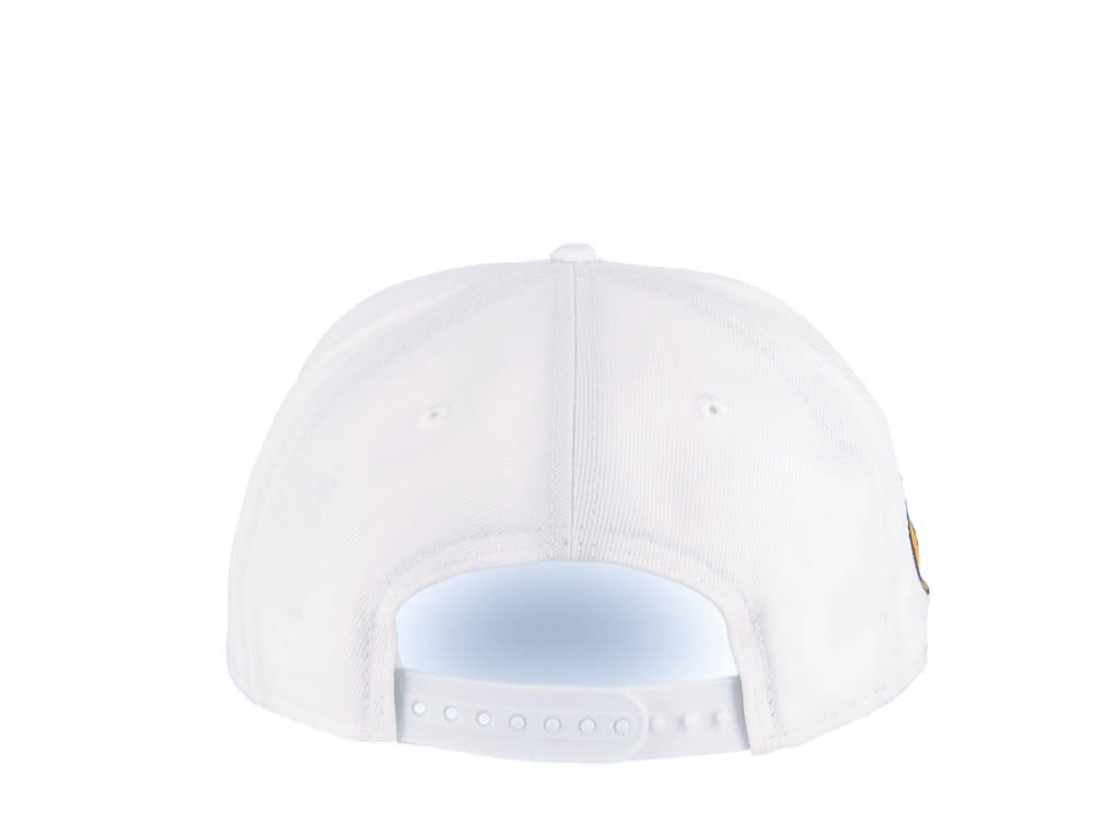San Diego Padres New Era MLB 9FORTY 940 Adjustable A-Frame Cap Hat White Crown/Visor Yellow/Brown Logo Petco Park 20 Years Side Patch Yellow UV