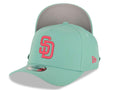 San Diego Padres New Era MLB 9FORTY 940 Adjustable A-Frame Cap Hat Light Teal Crown/Visor Magenta Logo Gray UV