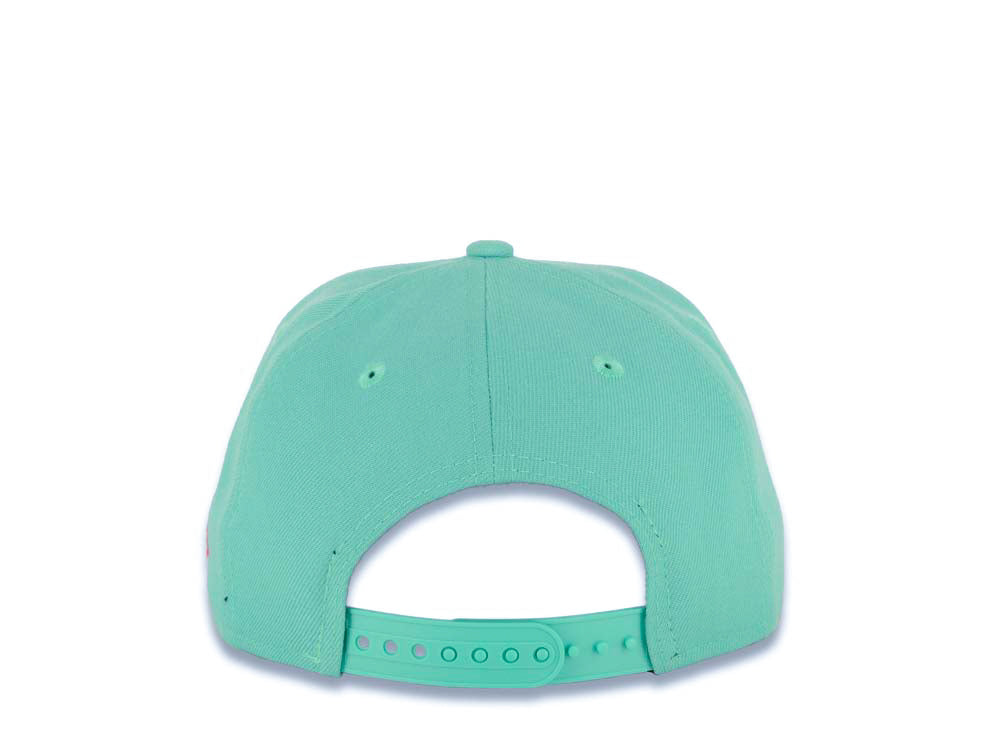 (Youth) San Diego Padres New Era MLB 9FIFTY 950 Kid Snapback Cap Hat Light Teal Crown/Visor Magenta with Rose Logo Gray UV (City Connect Color )