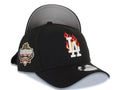 Los Angeles Dodgers New Era MLB 9FORTY 940 Adjustable A-Frame Cap Hat Black Crown/Visor White/Metallic Gold/Red Fire/Flame Logo 40th Anniversary Side Patch Gray UV