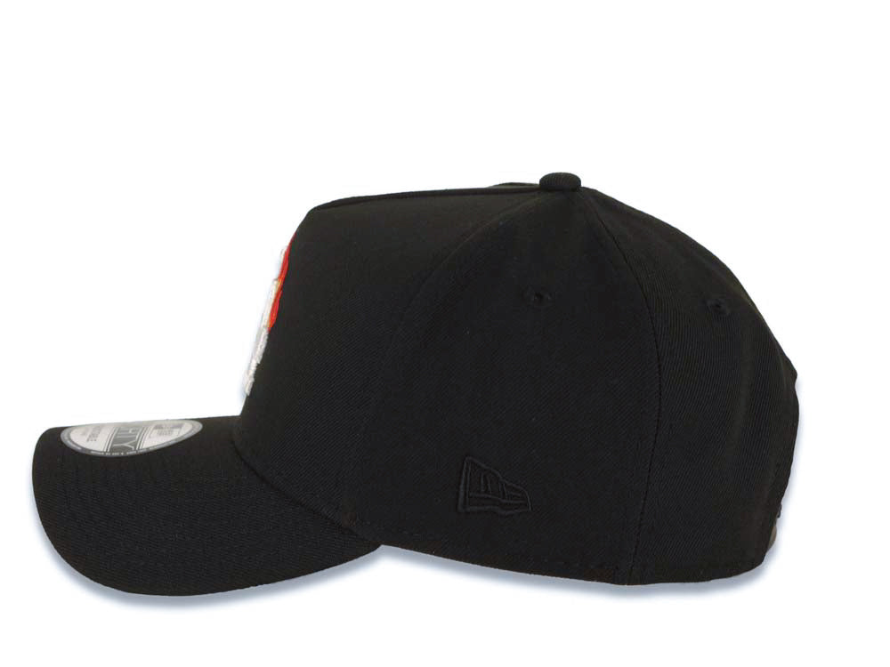 Los Angeles Dodgers New Era MLB 9FORTY 940 Adjustable A-Frame Cap Hat Black Crown/Visor White/Metallic Gold/Red Fire/Flame Logo 40th Anniversary Side Patch Gray UV