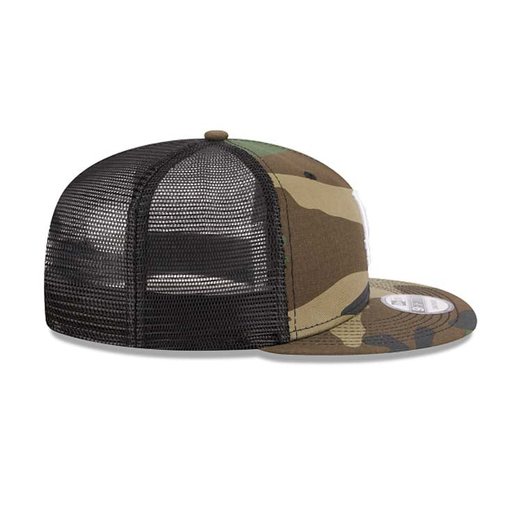 Los Angeles Dodgers New Era MLB 9FIFTY 950 Snapback Mesh/Trucker Cap Hat Camo Crown/Visor White Logo Gray UV