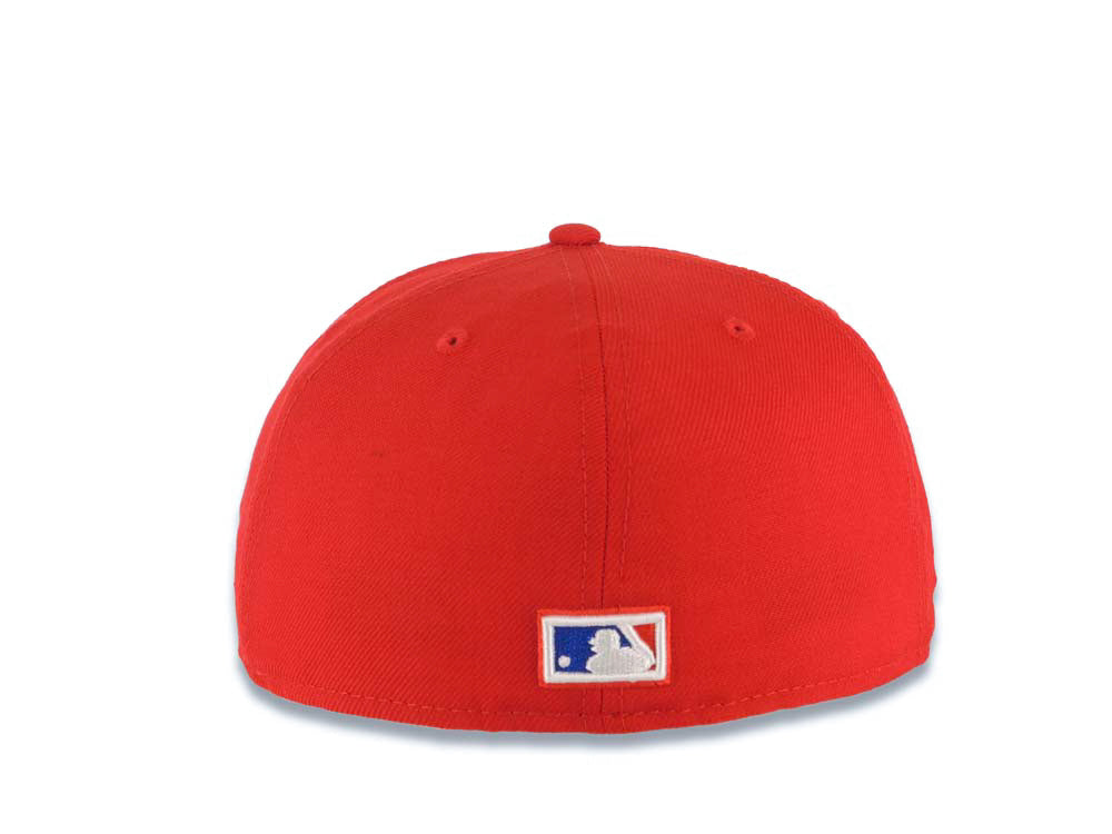 Los Angeles Dodgers New Era MLB 59FIFTY 5950 Fitted Cap Hat Red Crown/Visor White Logo With Palm Tree 60th Anniversary Side Patch Pink UV