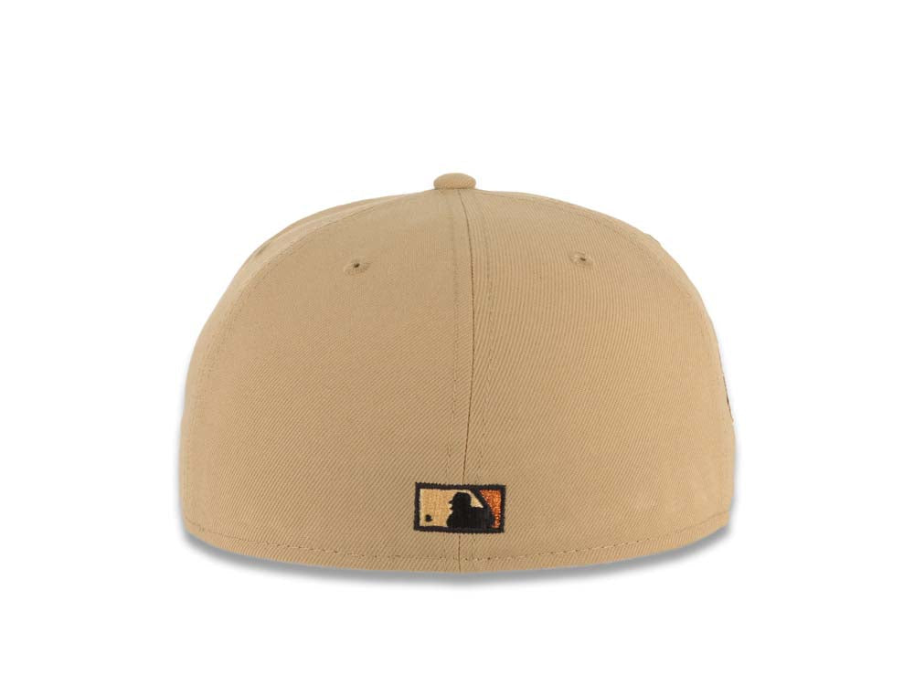San Diego Padres New Era MLB 59FIFTY 5950 Fitted Cap Hat Khaki Crown/Visor Black Fire/Flame Logo 1992 All-Star Game Side Patch Gray UV