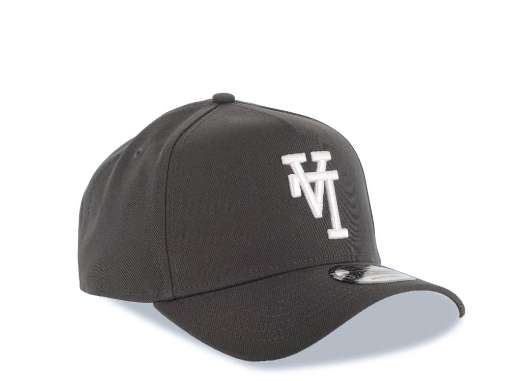 Los Angeles Dodgers New Era MLB 9FORTY 940 Adjustable A-Frame Cap Hat Dark Gray Crown/Visor White Upside Down Logo