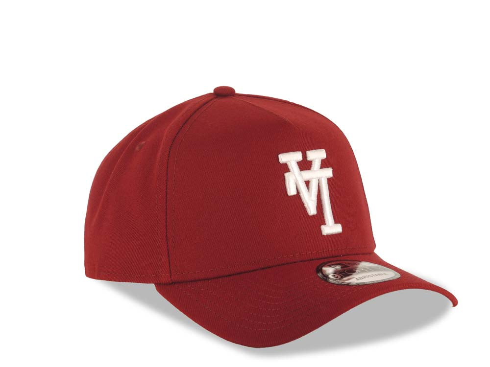 Los Angeles Dodgers New Era MLB 9FORTY 940 Adjustable A-Frame Cap Hat Cardinal Crown/Visor White Upside Down Logo