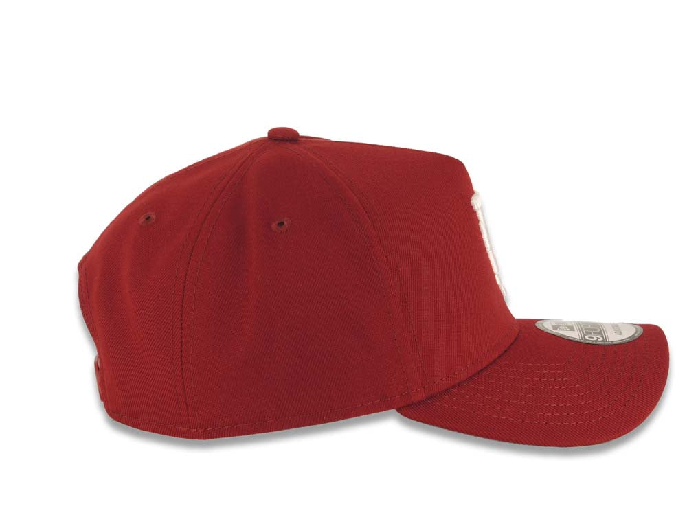 Los Angeles Dodgers New Era MLB 9FORTY 940 Adjustable A-Frame Cap Hat Cardinal Crown/Visor White Upside Down Logo
