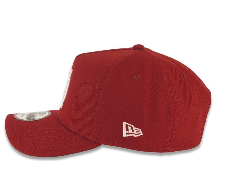 Los Angeles Dodgers New Era MLB 9FORTY 940 Adjustable A-Frame Cap Hat Cardinal Crown/Visor White Upside Down Logo