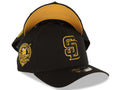 San Diego Padres New Era MLB 9FORTY 940 Adjustable A-Frame Cap Hat Black Crown/Visor Black/Yellow Logo 40th Anniversary Side Patch