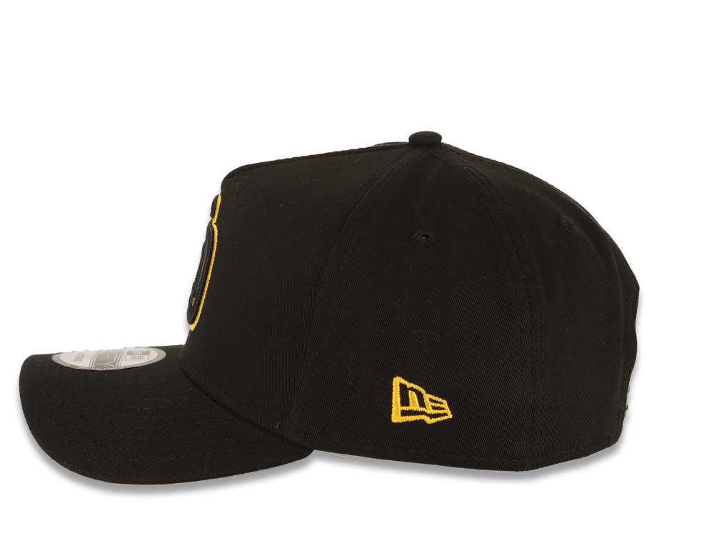 San Diego Padres New Era MLB 9FORTY 940 Adjustable A-Frame Cap Hat Black Crown/Visor Black/Yellow Logo 40th Anniversary Side Patch