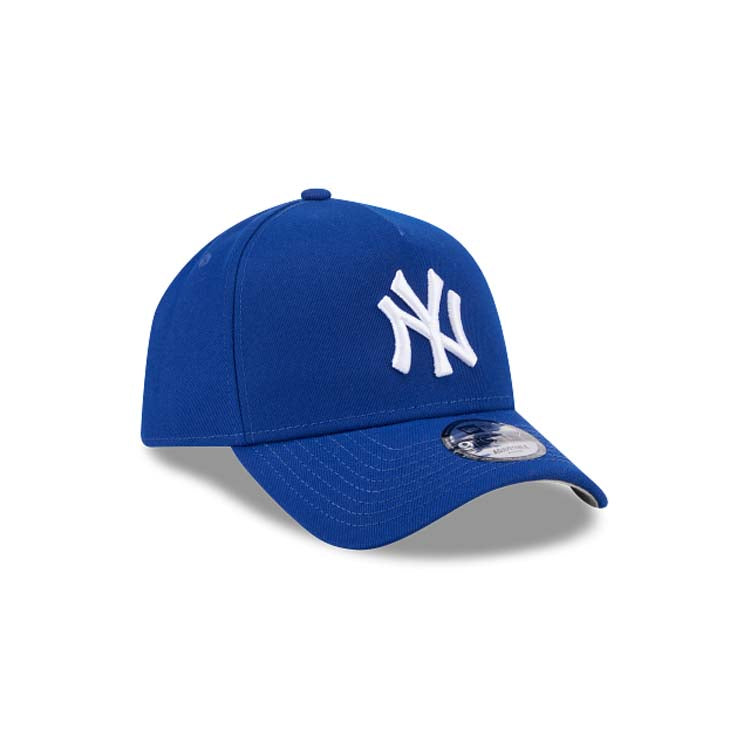 New York Yankees New Era MLB 9FORTY 940 Adjustable A-Frame Cap Hat Royal Blue Crown/Visor White Logo Gray