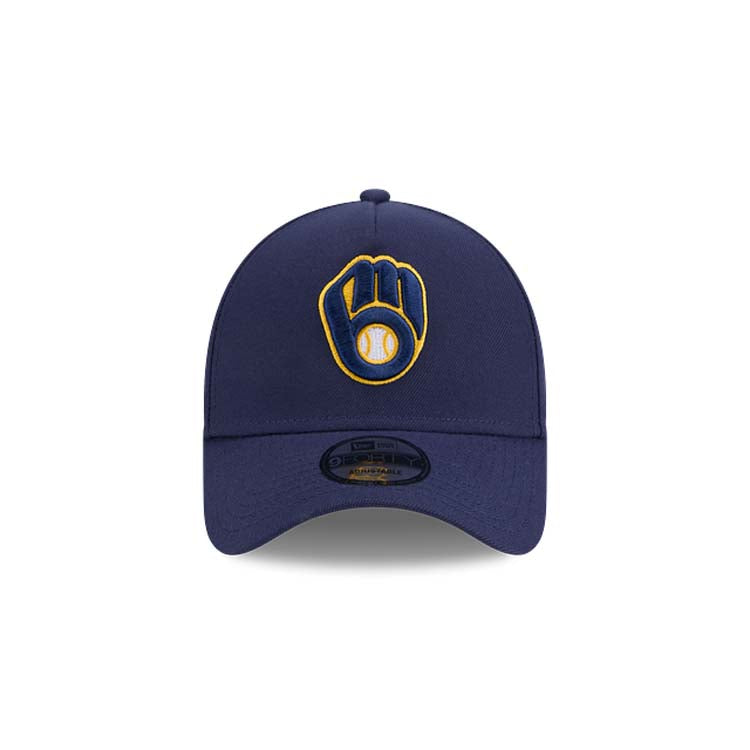Milwaukee Brewers New Era MLB 9FORTY 940 Adjustable A-Frame Cap Hat Navy Blue Crown/Visor Team Color Logo