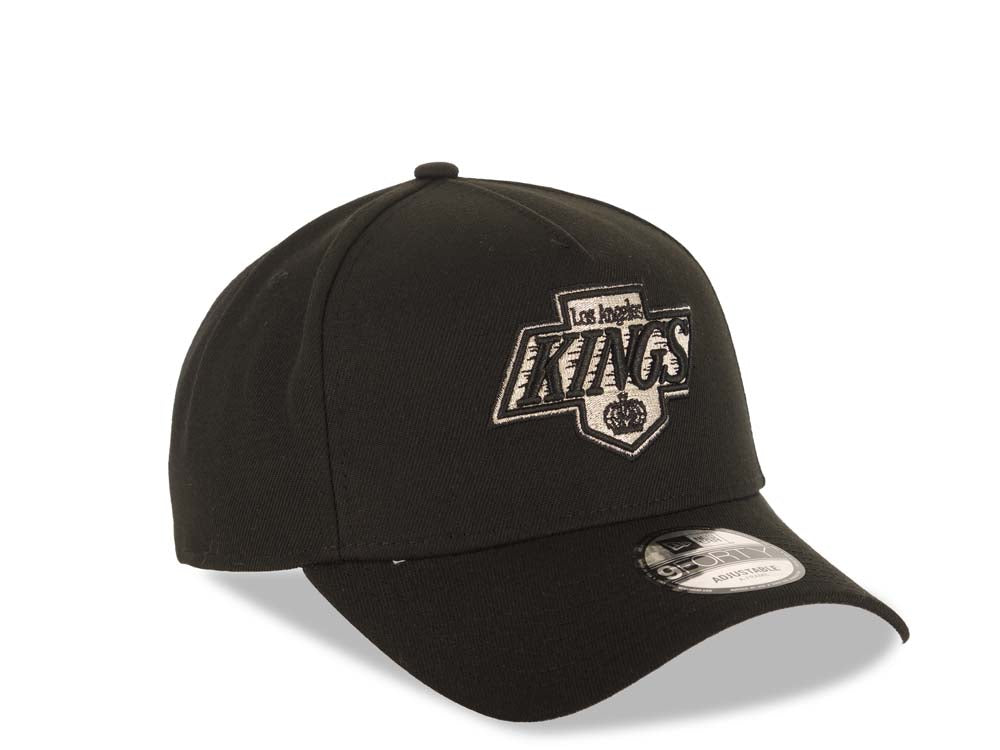 Los Angeles Kings New Era NHL 9FORTY 940 Adjustable A-Frame Cap Hat Black Crown/Visor Team Color Logo Gray UV