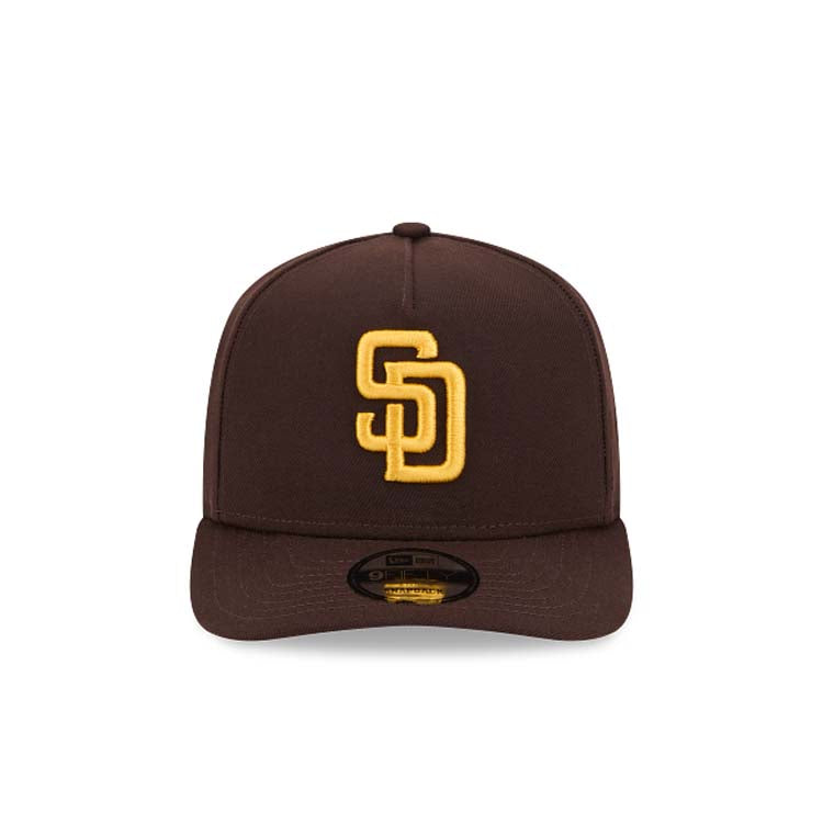San Diego Padres New Era MLB 9FIFTY 950 Snapback A-Frame Cap Hat Brown Crown/Visor Yellow Logo