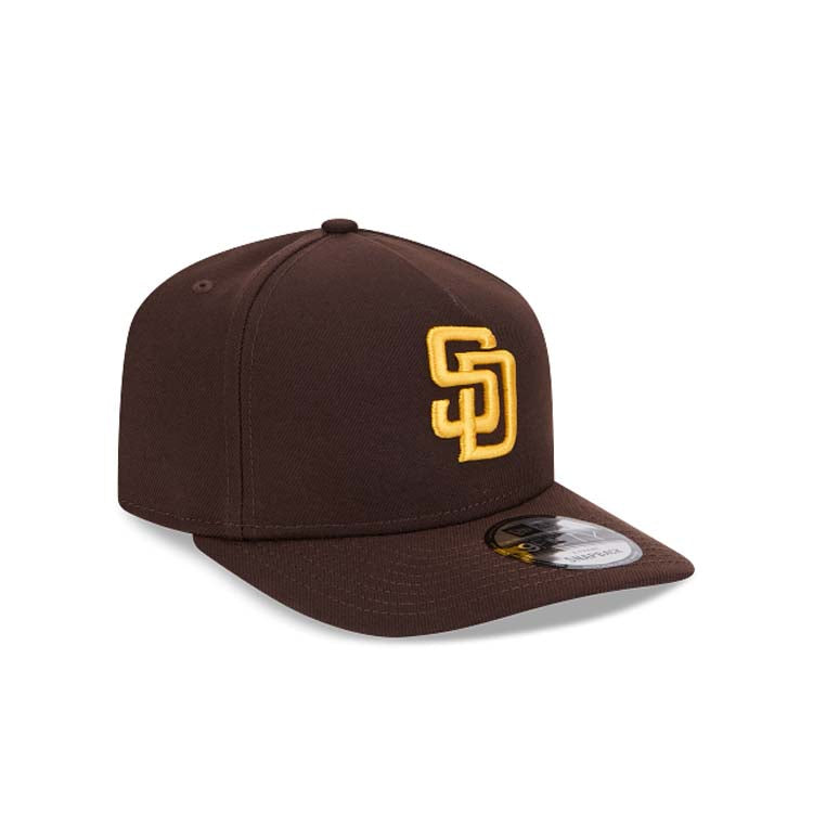 San Diego Padres New Era MLB 9FIFTY 950 Snapback A-Frame Cap Hat Brown Crown/Visor Yellow Logo