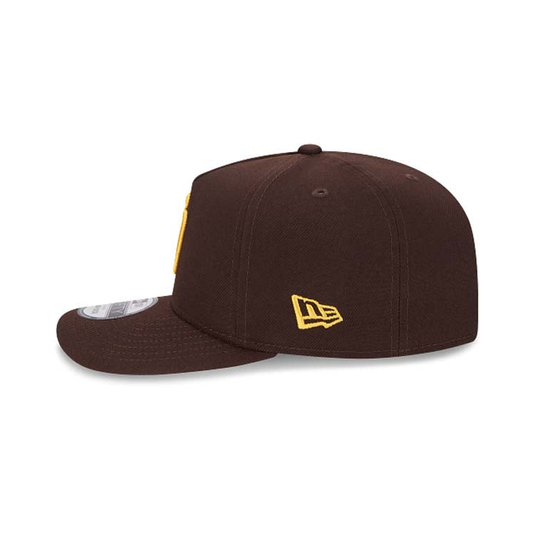 San Diego Padres New Era MLB 9FIFTY 950 Snapback A-Frame Cap Hat Brown Crown/Visor Yellow Logo