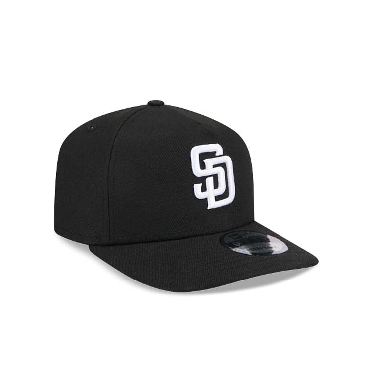 San Diego Padres New Era MLB 9FIFTY 950 Snapback A-Frame Cap Hat Black Crown/Visor White Logo