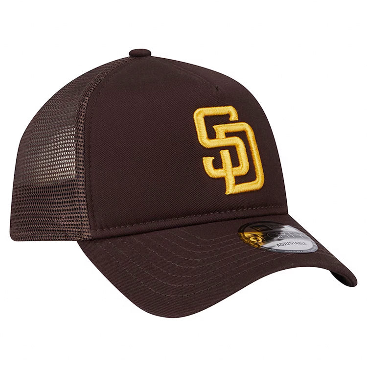 San Diego Padres New Era MLB 9FORTY 940 Adjustable A-Frame Mesh/Trucker Cap Hat Brown Crown/Visor Brown Logo