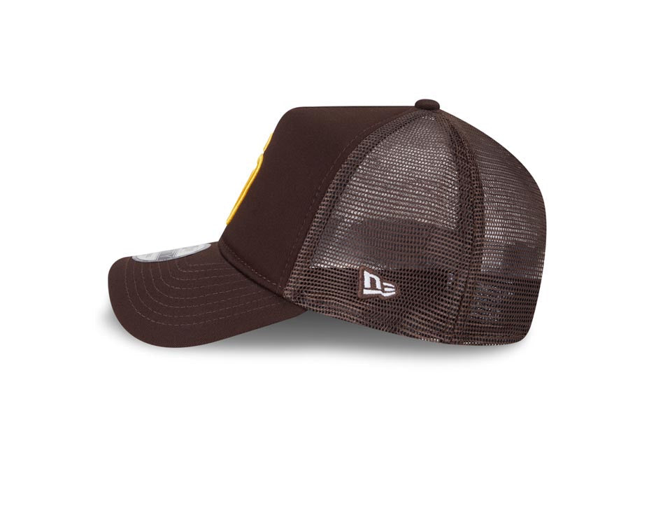 San Diego Padres New Era MLB 9FORTY 940 Adjustable A-Frame Mesh/Trucker Cap Hat Brown Crown/Visor Brown Logo