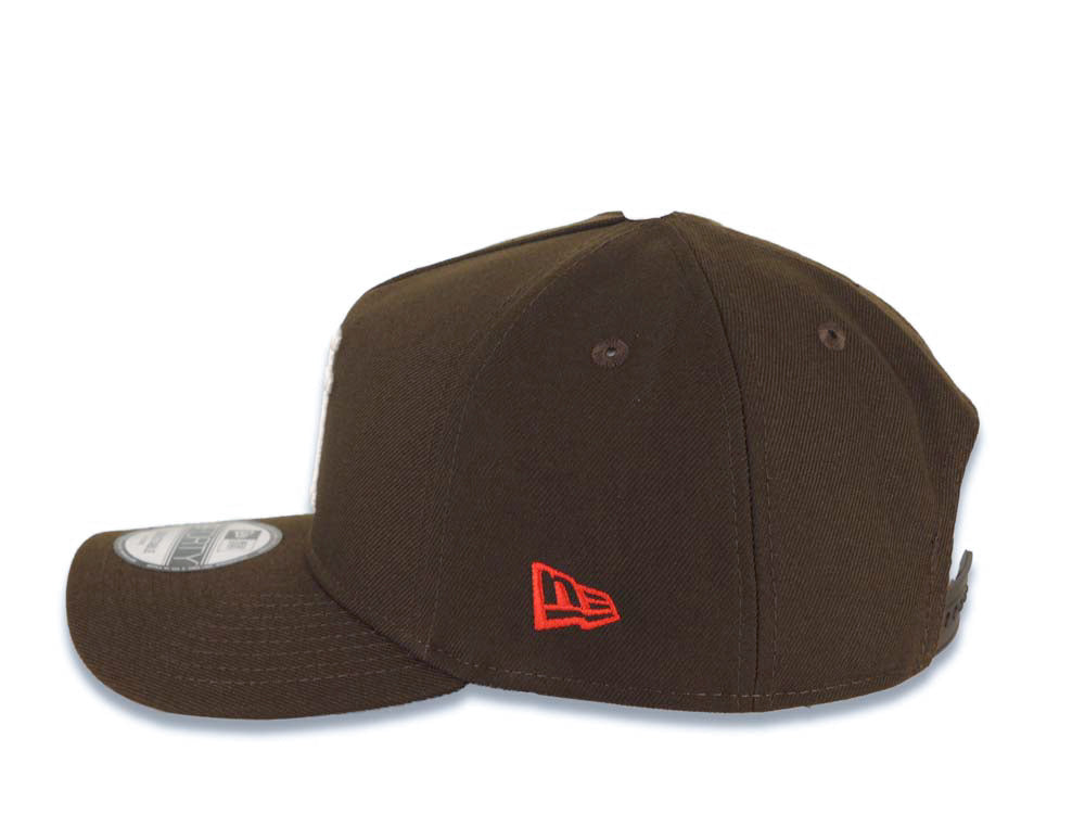 Los Angeles Dodgers New Era MLB 9FORTY 940 Adjustable A-Frame Cap Hat Brown Crown/Visor White Upside Down Logo 100th Anniversary Side Patch Pink UV