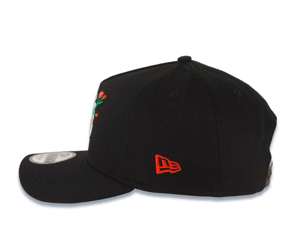 San Diego Padres New Era MLB 9FORTY 940 Adjustable A-Frame Cap Hat Black Crown/Visor White/Red With Rose Logo 40th Anniversary Side Patch Gray UV